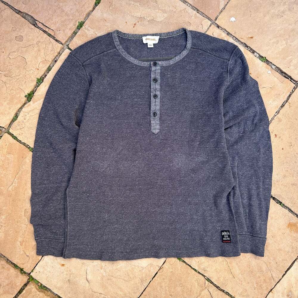 XXL Diesel Gray Henley Waffle Knit with Buttons